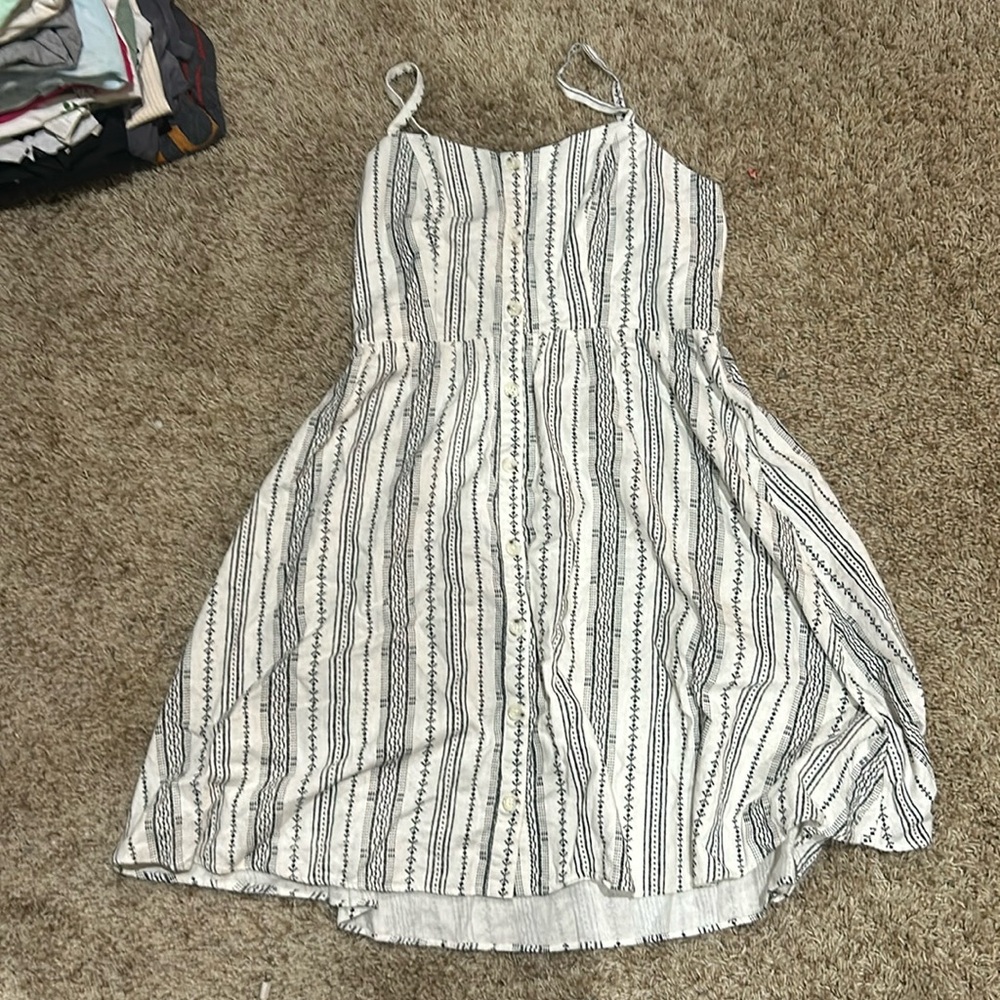 Old Navy Dress, white and black, pattern, buttons